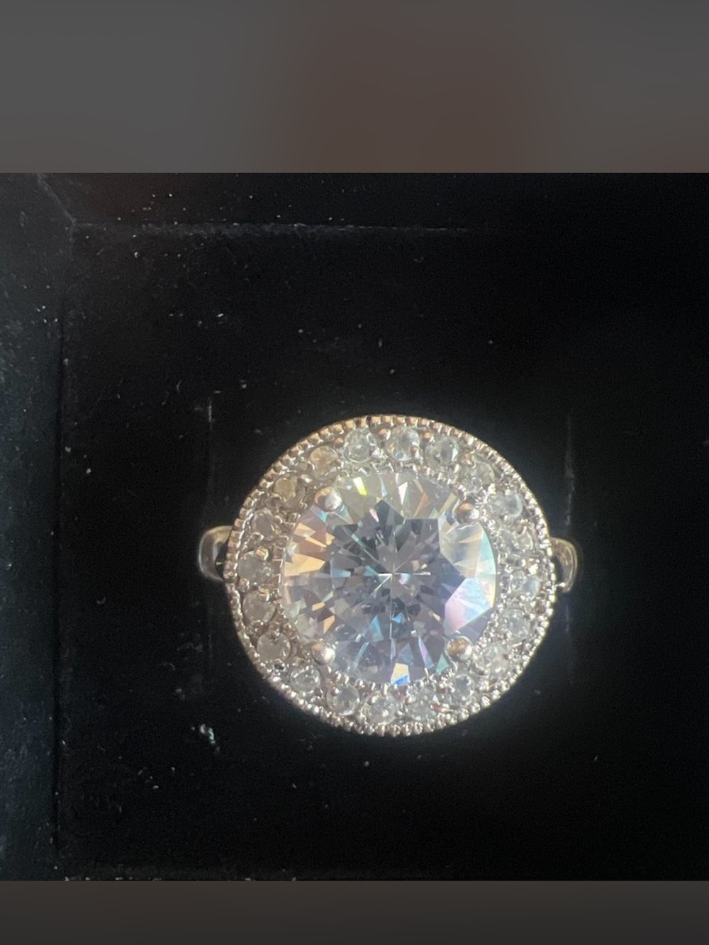 Source Unknown Silver Halo Cushion-Cut Ring - White - Picture 3 of 4